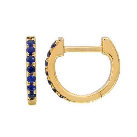 Agent Jewel - 14k Yellow Gold Sapphire Huggie Earrings