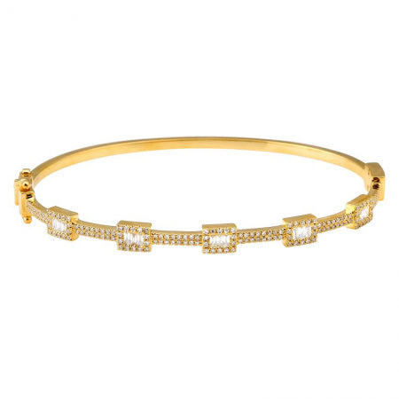 Agent Jewel - 14k Yellow Gold Diamond Distance Bangle