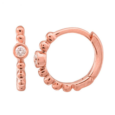Agent Jewel - 14k Rose Gold Diamond Round Huggie Earrings