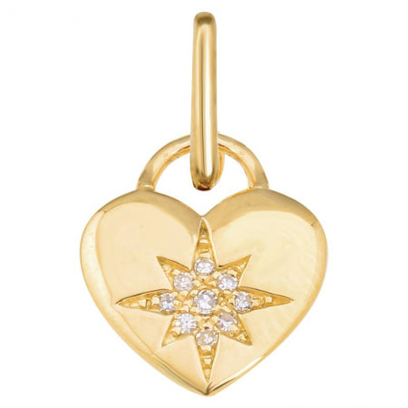 Agent Jewel - 14k Yellow Gold Diamond Heart Enhancer Clasp Necklace Charm