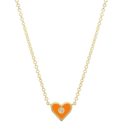 Agent Jewel - 14k Yellow Gold Heart Enamel Necklace