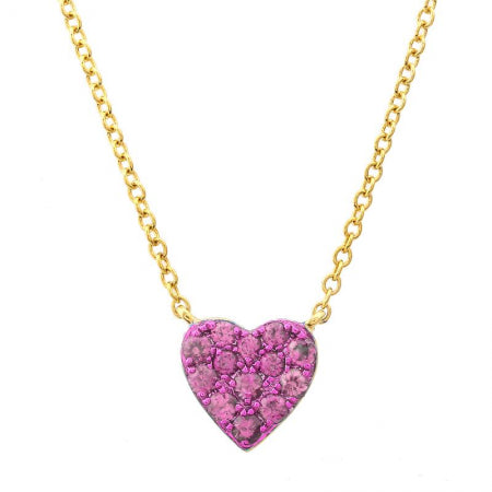 Agent Jewel - 14k Yellow Gold Pink Sapphire With Color Rhodium Heart Necklace