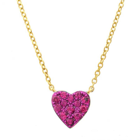 Agent Jewel - 14k Yellow Gold Ruby With Color Rhodium Heart Necklace