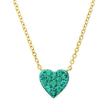 Agent Jewel - 14k Yellow Gold Tsavolite With Color Rhodium Heart Necklace
