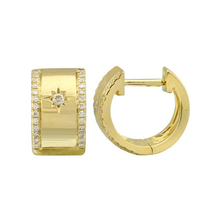 Agent Jewel - 14k Yellow Gold Diamomd Huggie Earrings