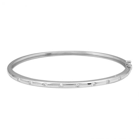Agent Jewel - 14k Rwhite Gold Inlay Diamond Bangle