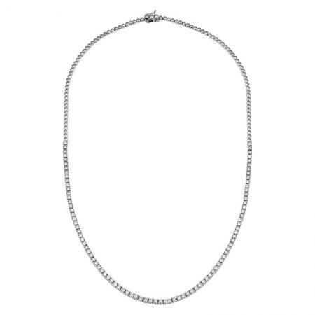 Agent Jewel - 14k White Gold Classic 4-prongs Diamond Tennis Necklace / Half Way
