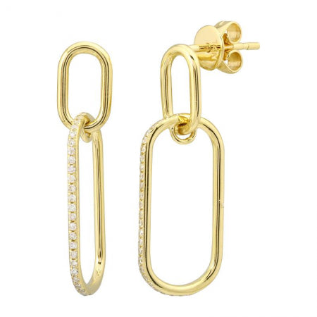 Agent Jewel - 14k Yellow Gold Diamond Link Earrings