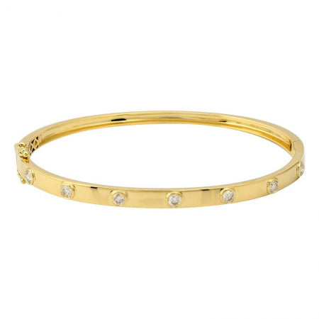 Agent Jewel - 14k Yellow Gold Bezel Set  Diamond Bangle