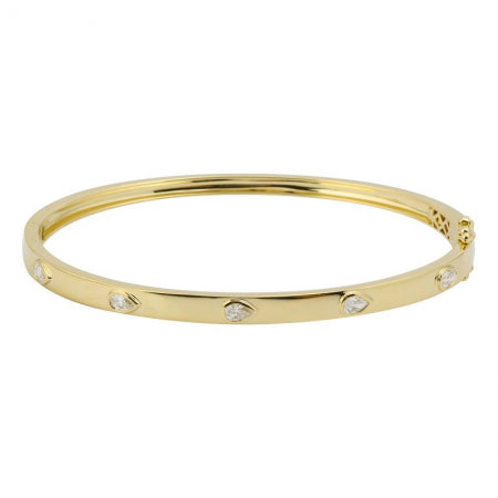 Agent Jewel - 14k Yellow Gold Bezel Set Pear Shape Diamond Bangle