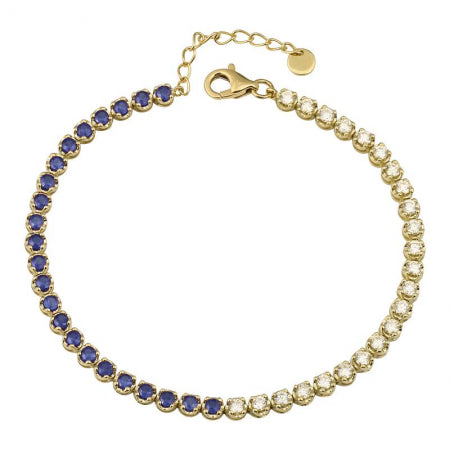 Agent Jewel - 14k Yellow Gold Half Sapphire & Half Crown Prong Diamond Tennis Bracelet