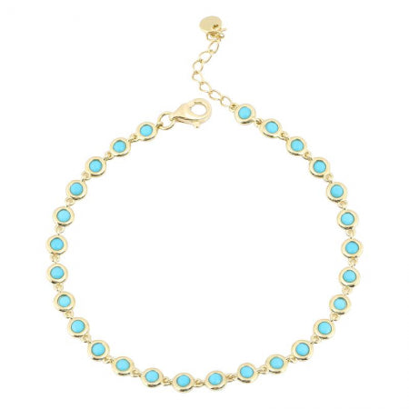 Agent Jewel - 14k Yellow Gold Bezel Set Turquoise Bracelet