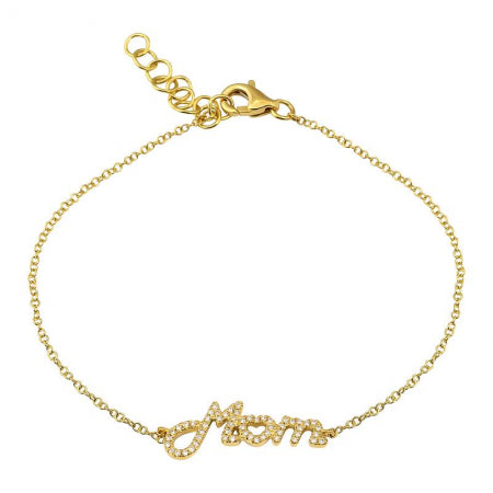 Agent Jewel - 14k Yellow Gold Mom Diamond Bracelet