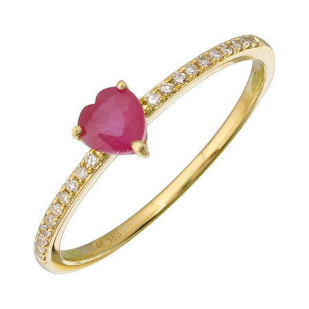 Agent Jewel - 14k Yellow Gold Heart Shape Ruby Ring