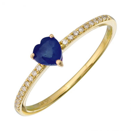 Agent Jewel - 14k Yellow Gold Heart Shape Sapphire Ring