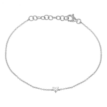 Agent Jewel - 14k White Gold Heart Shape Diamond Bracelet