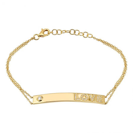 Agent Jewel - 14k Yellow Gold Love Diamond Bracelet