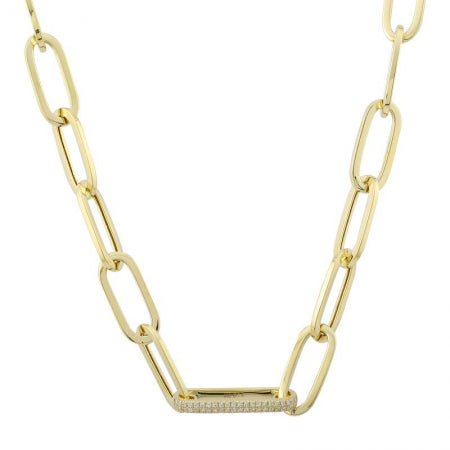 Agent Jewel - 14k Yellow Gold Diamond Paper Link Necklace