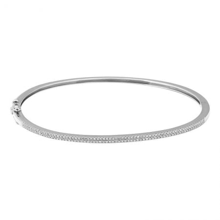 Agent Jewel - 14k White Gold Double Row Diamond Bangle