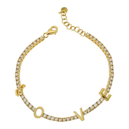 Agent Jewel - 14k Yellow Gold Custom Classic Diamond Tennis Bracelet / Love