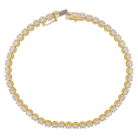 Agent Jewel - 14k Yellow Gold Crown Prong Diamond Tennis Bracelet / Appx. 4.8ct (7inch)
