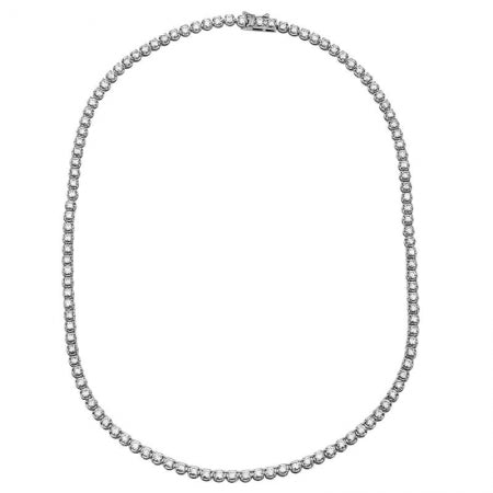 Agent Jewel - 14k White Gold Crown Prong Diamond Tennis Necklace /appx. 6.75ct (16inch)