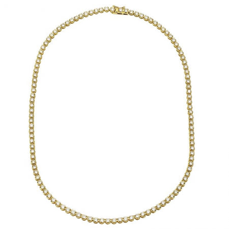 Agent Jewel - 14k Yellow Gold Crown Prong Diamond Tennis Necklace /appx. 4.75ct (16inch)
