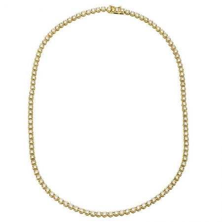 Agent Jewel - 14k Yellow Gold Crown Prong Diamond Tennis Necklace /appx. 5ct (16inch)