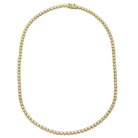 Agent Jewel - 14k Yellow Gold Crown Prong Diamond Tennis Necklace /appx. 6.75ct (16inch)