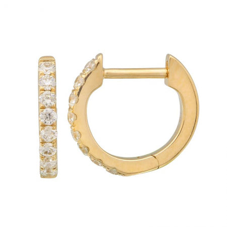 Agent Jewel - 14k Yellow Gold Diamond Huggie Earrings