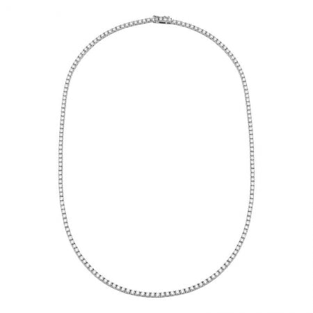 Agent Jewel - 14k White Gold Classic 4-prongs Diamond Tennis Necklace / Appx. 3.3ct (16inch)