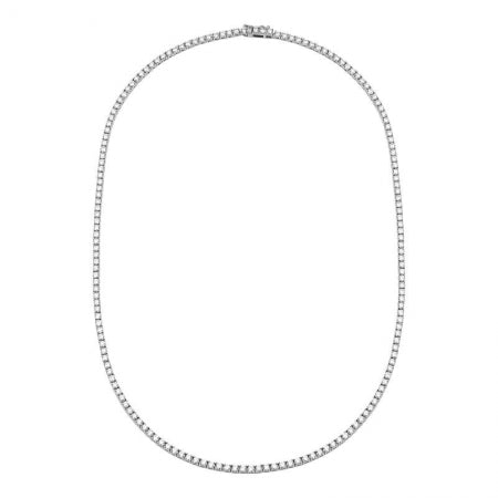 Agent Jewel - 14k White Gold Classic 4-prongs Diamond Tennis Necklace / Appx. 5ct (16inch)