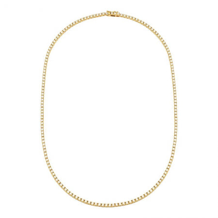 Agent Jewel - 14k Yellow Gold Classic 4-prongs Diamond Tennis Necklace / Appx. 3.3ct (16inch)