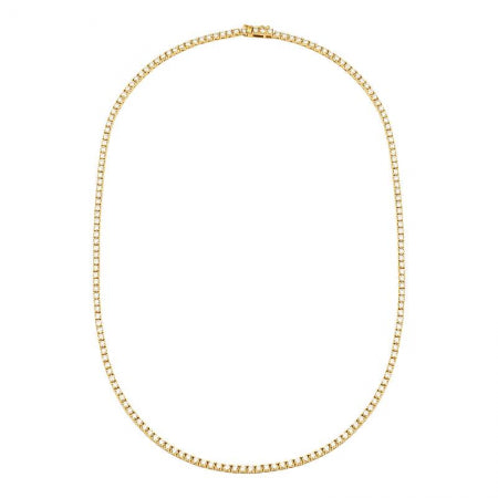 Agent Jewel - 14k Yellow Gold Classic 4-prongs Diamond Tennis Necklace / Appx. 5ct (16inch)
