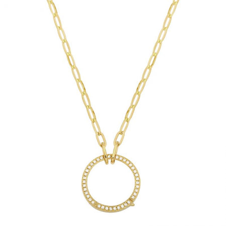 Agent Jewel - 14k Yellow Gold Circle Shape Special Clousure Diamond Necklace