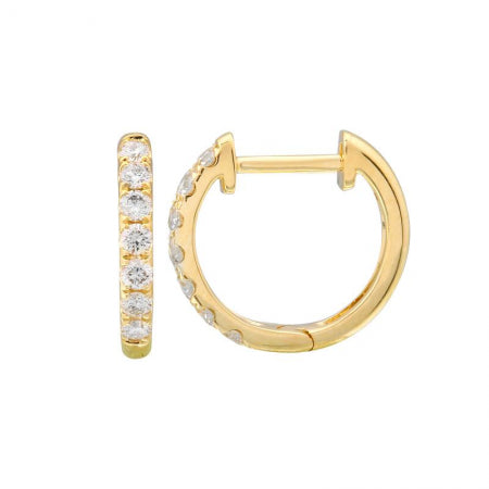 Agent Jewel - 14k Yellow Gold Diamond Huggie Earrings