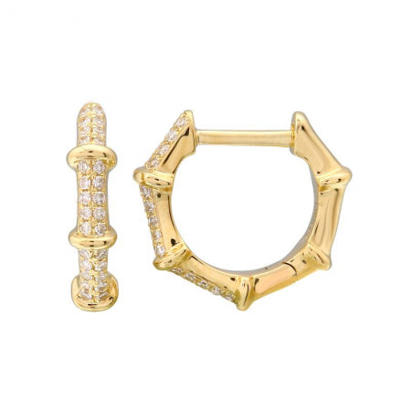 Agent Jewel - 14k Yellow Gold Bamboo Diamond Earrings