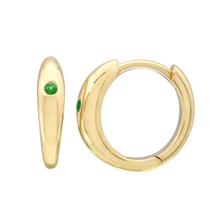 Agent Jewel - 14k Yellow Gold Inlay Emerald Earrings