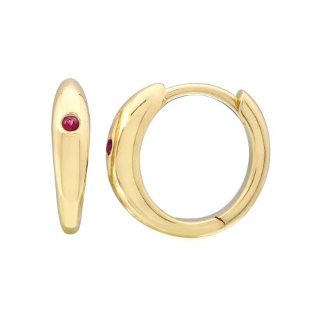 Agent Jewel - 14k Yellow Gold Lnlay Ruby Earrings