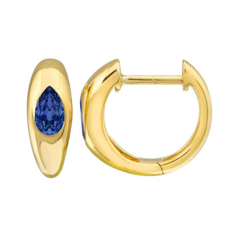 Agent Jewel - 14k Yellow Gold Inlay Pear Shaped Sapphire Earrings