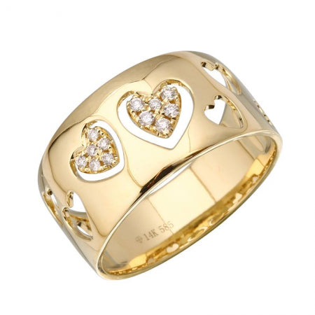 Agent Jewel - 14k Yellow Gold Heart Diamond Ring