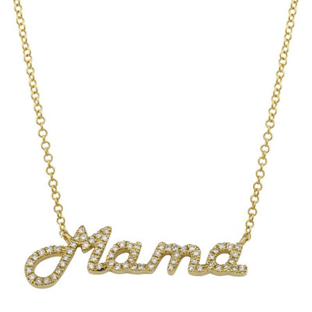 Agent Jewel - 14k Yellow Gold Mama Diamond Necklace