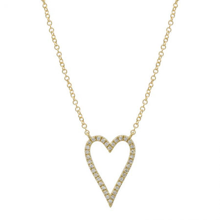 Agent Jewel - 14k Yellow Gold Open Heart Diamond Necklace