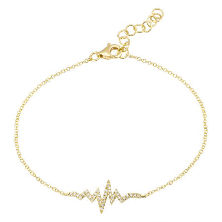 Agent Jewel - 14k Yellow Gold Heart Beat Diamond Bracelet