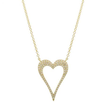 Agent Jewel - 14k Yellow Gold Open Heart Diamond Necklace