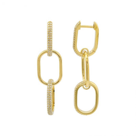 Agent Jewel - 14k Yellow Gold Link Diamond Earrings