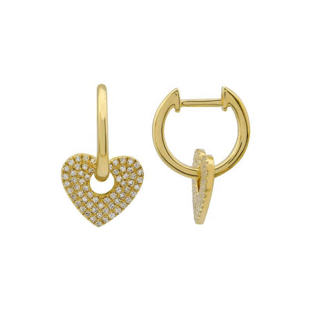 Agent Jewel - 14k Yellow Gold Heart Diamond Huggie Earrings