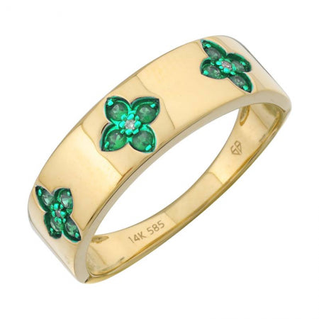 Agent Jewel - 14k Yellow Gold Tsavolite Diamond Ring / Green Rhodium