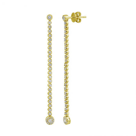 Agent Jewel - 14k Yellow Illusion Round Shape & Gold Crown Prong Diamond Tennis Earrings