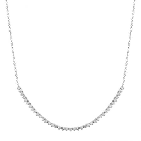 Agent Jewel - 14k White Gold 3 Prongs Setting Diamond Tennis Chain Necklace